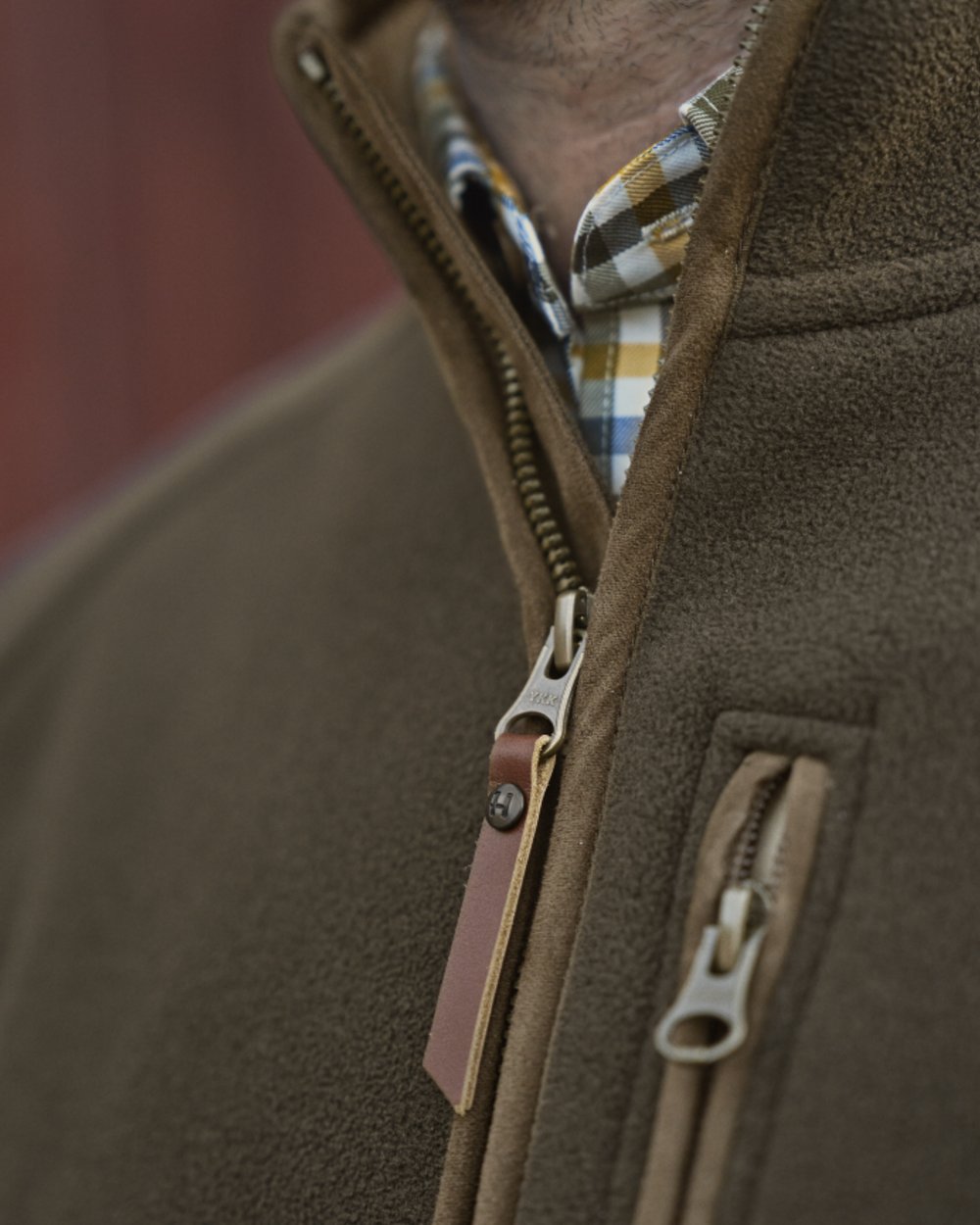 Willow Green Coloured Harkila Sandhem Sherpa Fleece Jacket on outdoor background