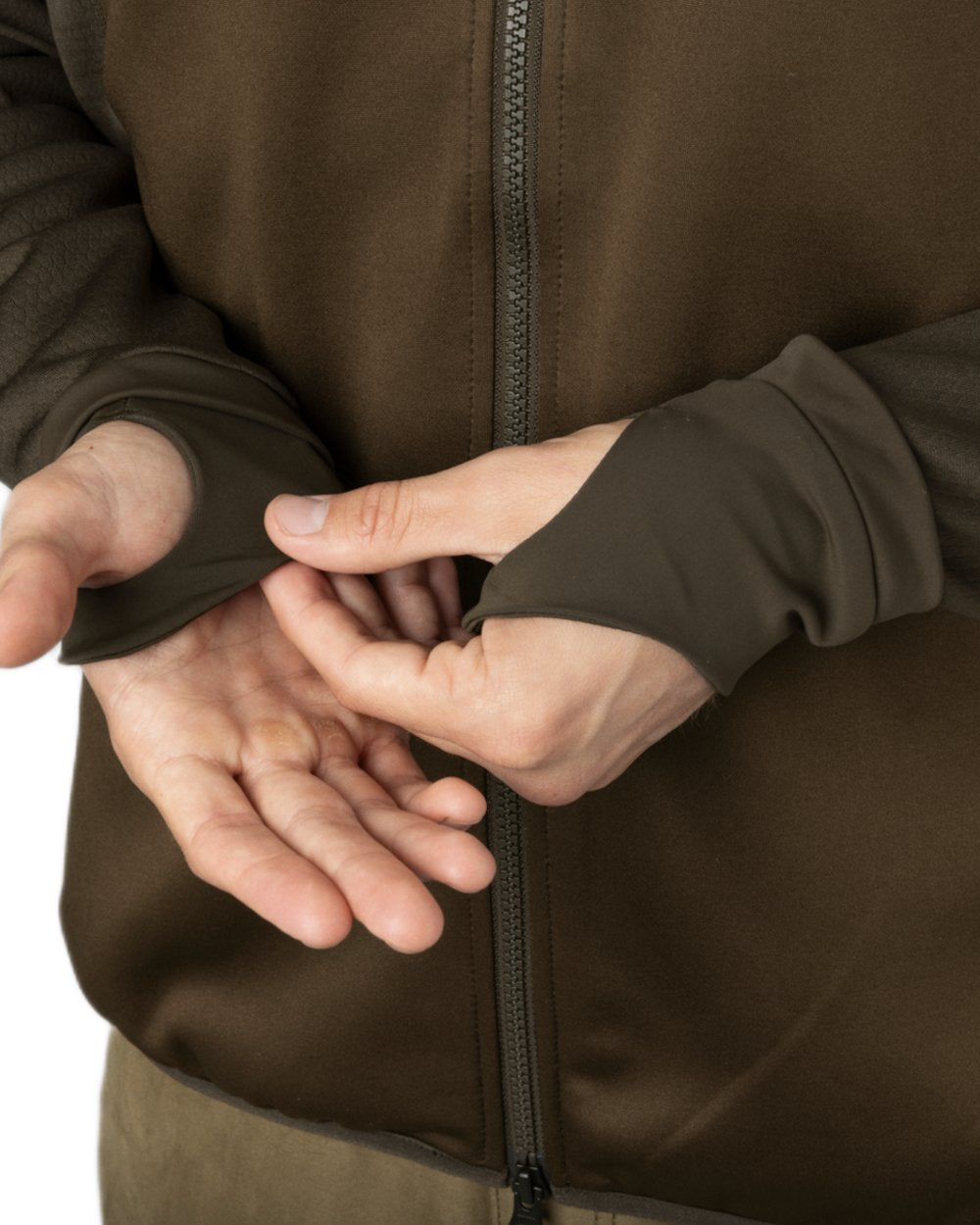 Willow Green Deep Brown Coloured Harkila Scandinavian Fleece Jacket on white background