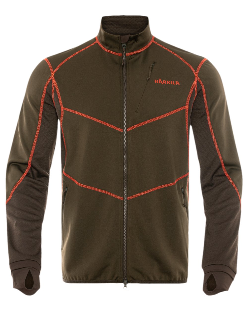 Willow Green Shadow Brown Coloured Harkila Scandinavian Fleece Jacket on white background