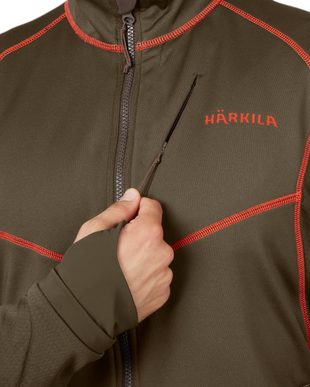 Willow Green Shadow Brown Coloured Harkila Scandinavian Fleece Jacket on white background