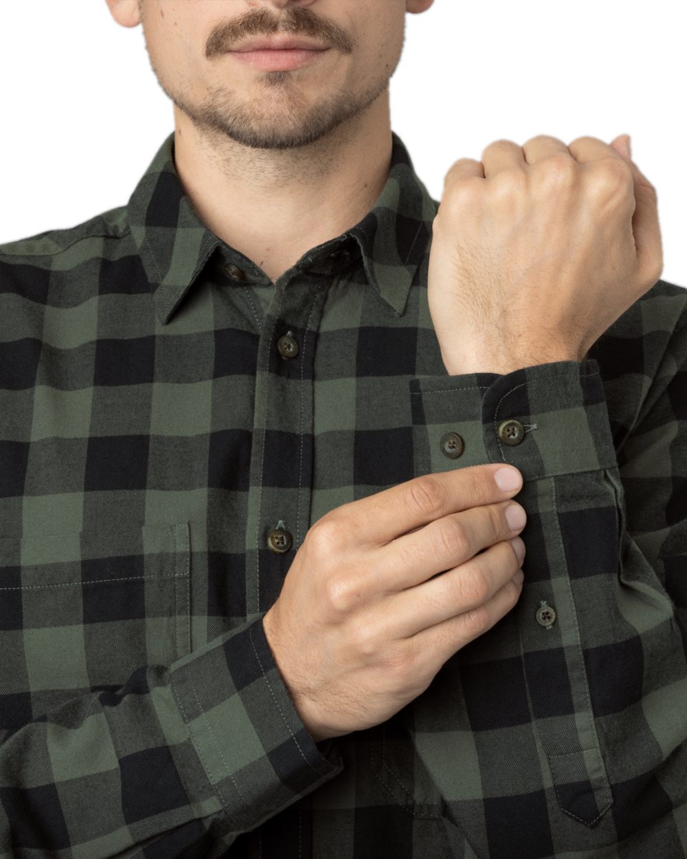 Green Check Coloured Harkila Scandinavian Long Sleeve Shirt on white background