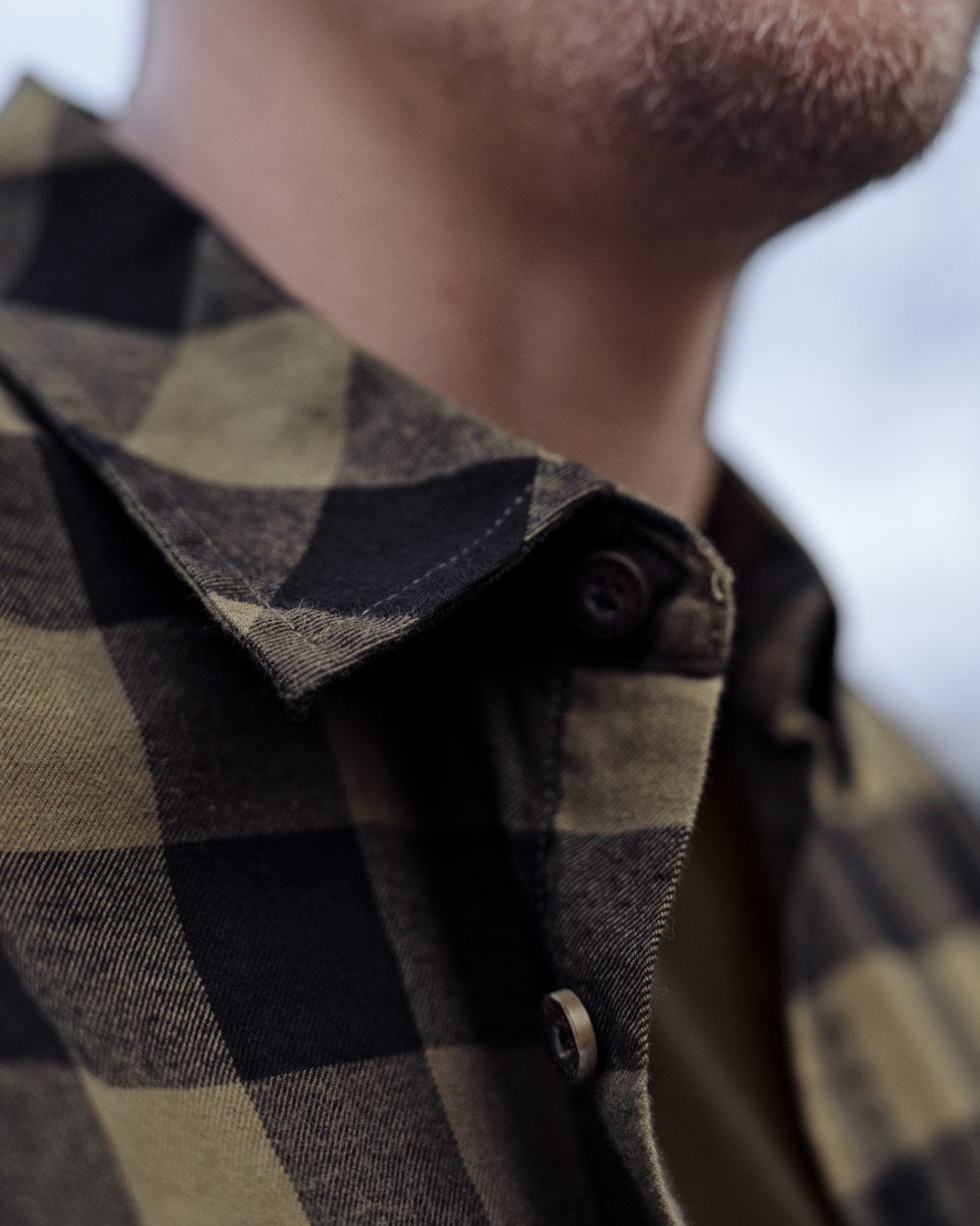 Tarmac Check coloured Harkila Scandinavian Long Sleeve Shirt on outdoor background