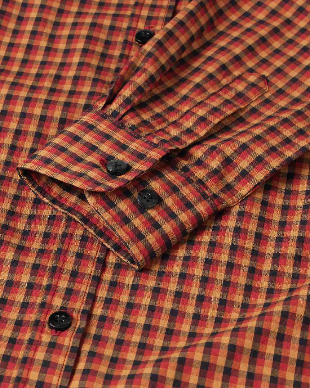 Red Black Check Coloured Harkila Selja Lady Long Sleeved Shirt on white background