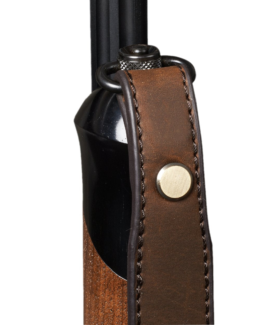 Dark Brown Coloured Harkila Shotgun Sling In Leather on white background