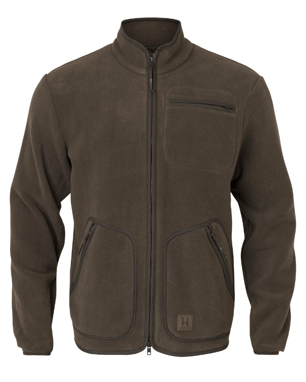 Dark Brown coloured Harkila Torsby Fleece Jacket on white background