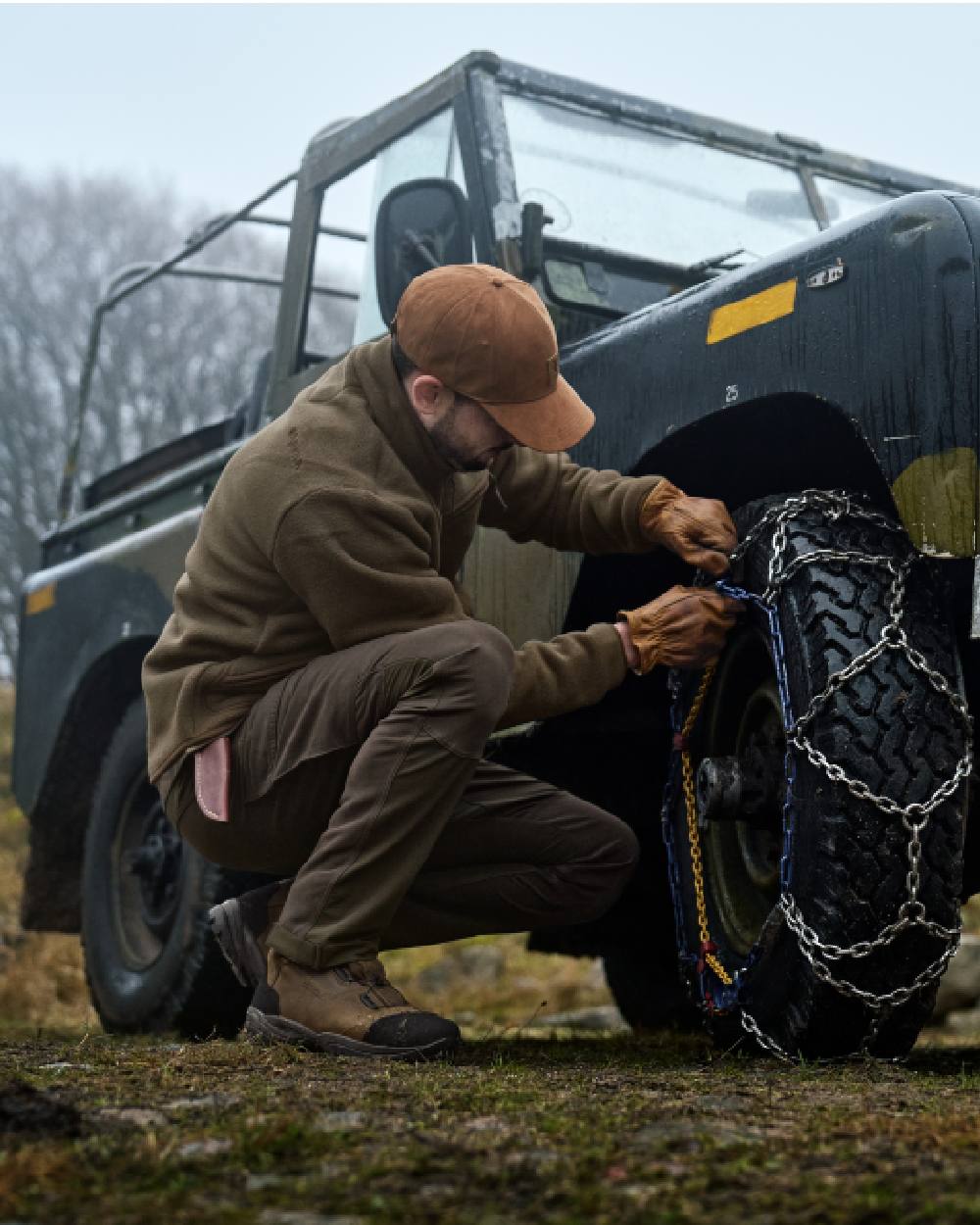 Willow Green Coloured Harkila Torsby Fleece Jacket on outdoor background