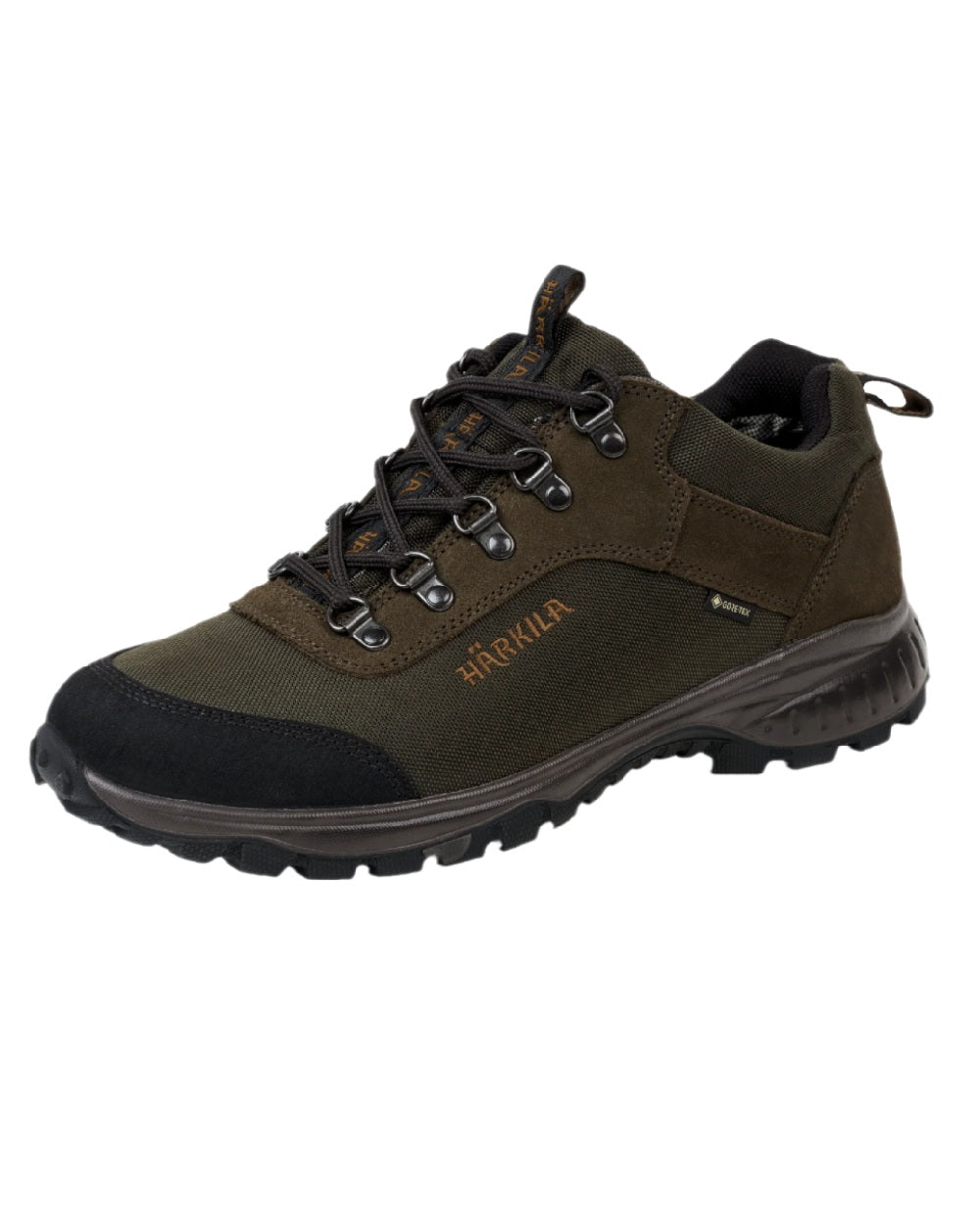 Willow Green Coloured Harkila Trail Lace GTX Shoes on white background