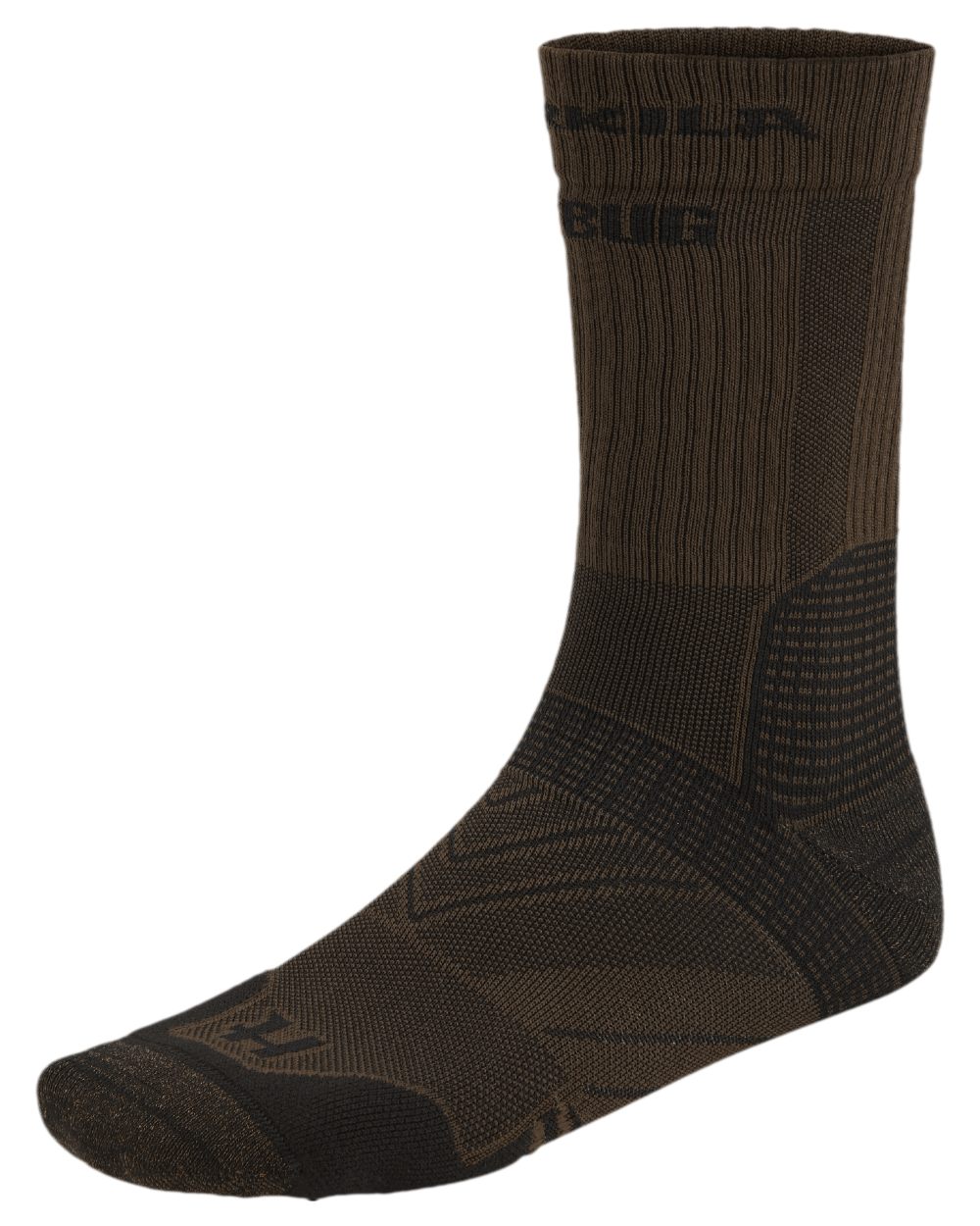 Dark Olive Willow Green Coloured Harkila Trail Socks on white background