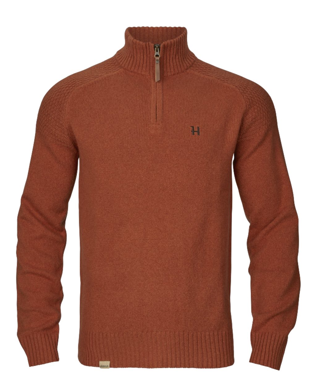Bombay Brown Coloured Harkila Vincent Merino Half Zip Pullover on white background