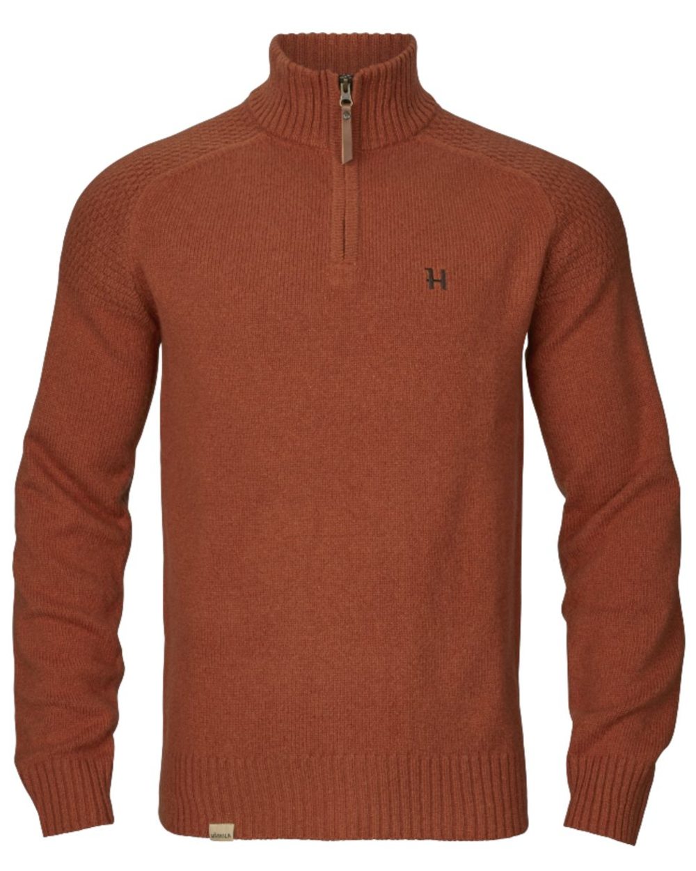 Bombay Brown Coloured Harkila Vincent Merino Half Zip Pullover on white background