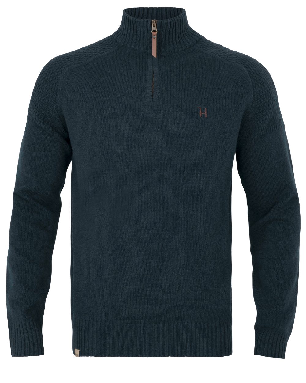 Dark Navy Coloured Harkila Vincent Merino Half Zip Pullover on white background