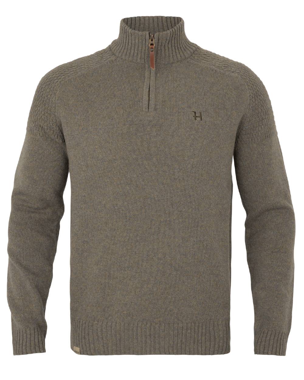 Dark Sand Coloured Harkila Vincent Merino Half Zip Pullover on white background