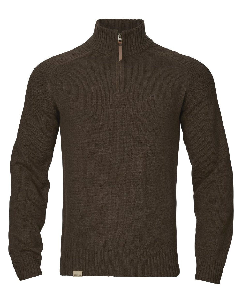 Demitasse Brown Coloured Harkila Vincent Merino Half Zip Pullover on white background