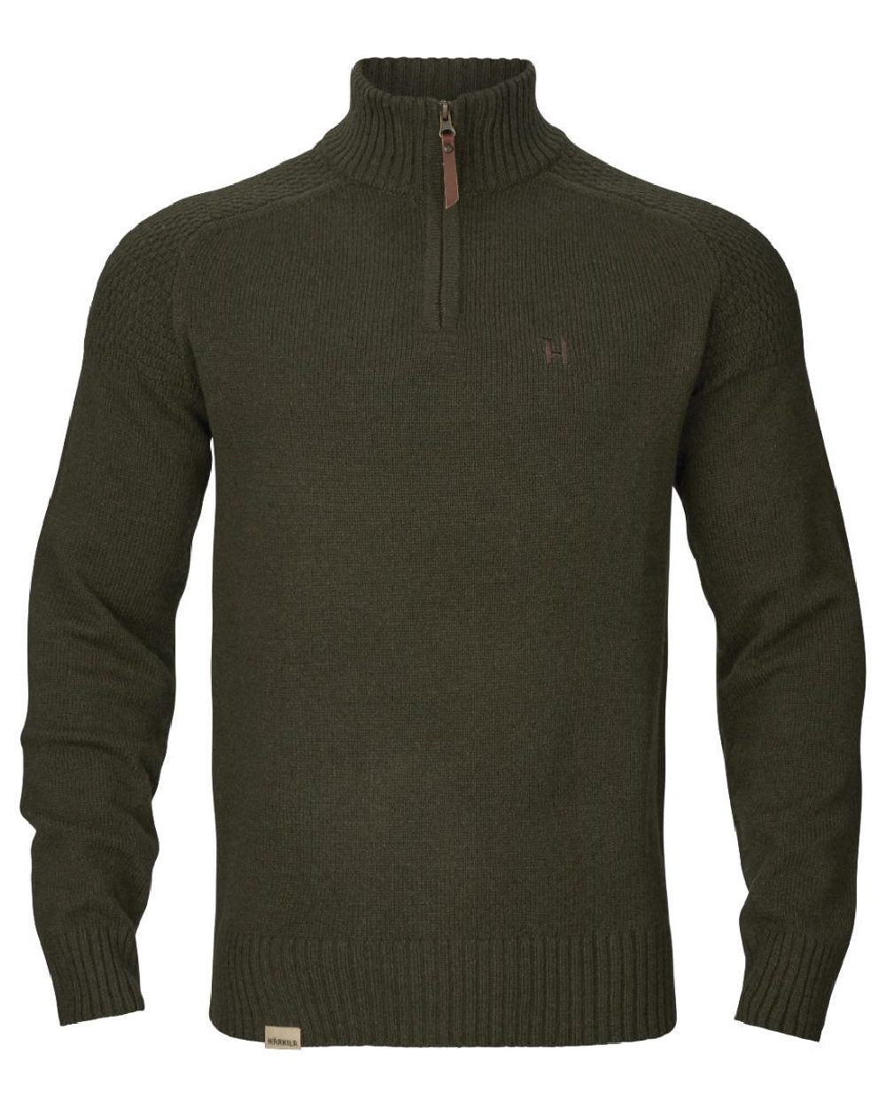 Rosin Coloured Harkila Vincent Merino Half Zip Pullover on outdoor background