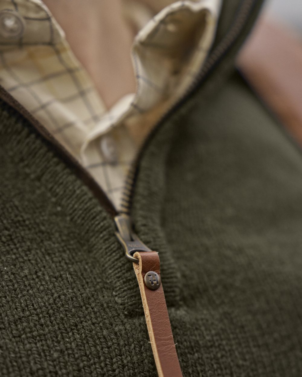 Rosin Coloured Harkila Vincent Merino Half Zip Pullover on outdoor background