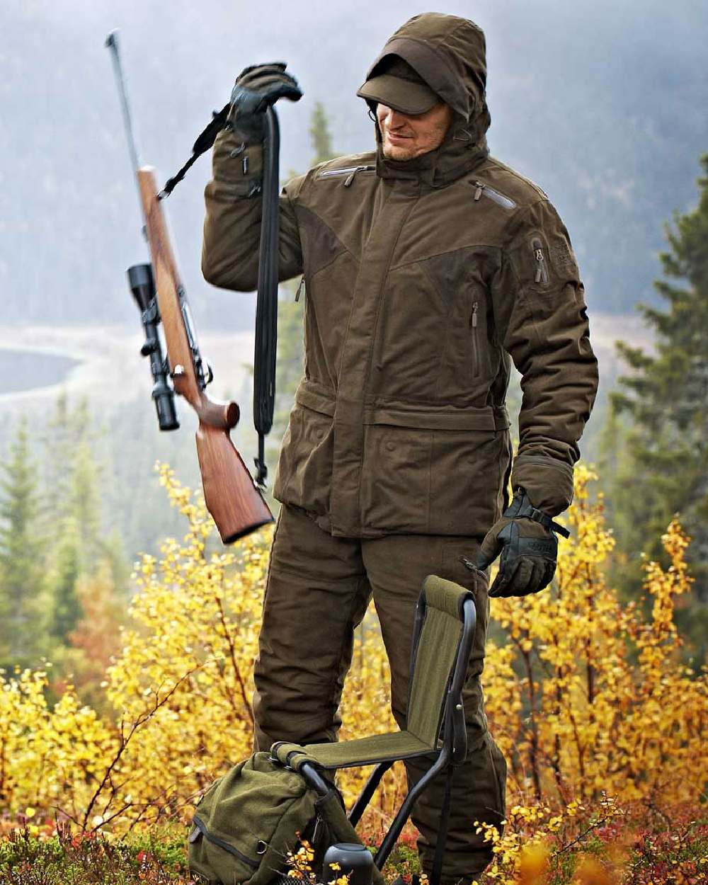 Hunting Green Coloured Harkila Visent Jacket on outdoor background