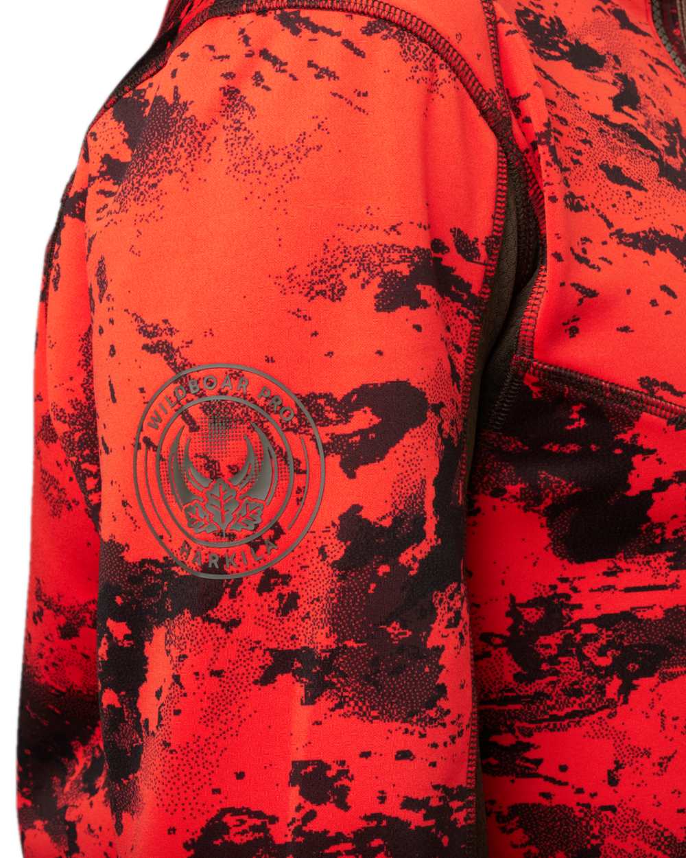 Wildboar Orange Coloured Harkila Wildboar Pro Camo Fleece Jacket on white background