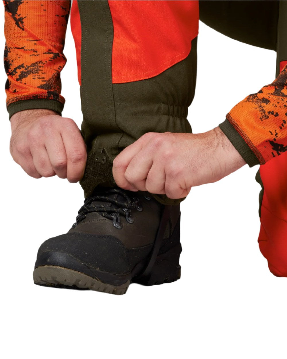 Orange Blaze Willow Green Coloured Harkila Wildboar Pro Gaiters on white background