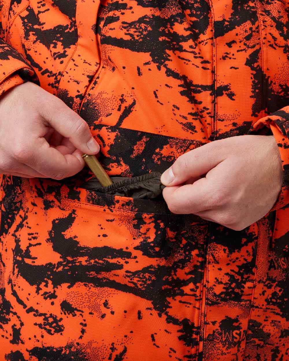 AXIS Orange Blaze Coloured Harkila Wildboar Pro HWS Insulated Jacket on white background