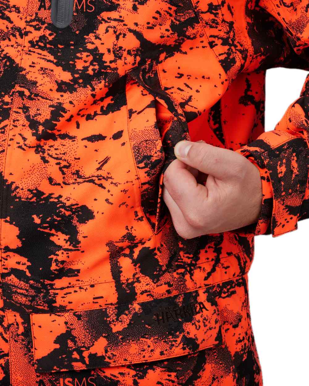 AXIS Orange Blaze Coloured Harkila Wildboar Pro HWS Insulated Jacket on white background