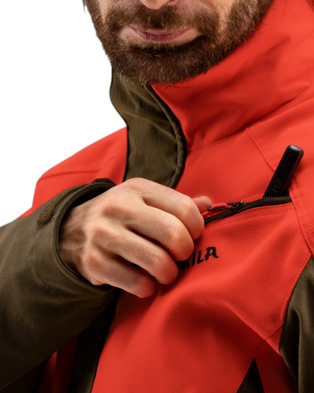 Wildboar Orange Willow Green Coloured Harkila Wildboar Pro Jacket on white background
