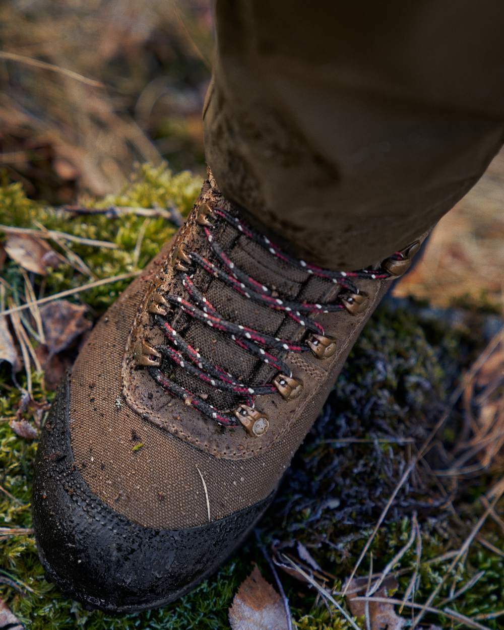 Mid Brown Coloured Harkila Wildwood 2.0 GTX Womens Waterproof Boots on outdoor background