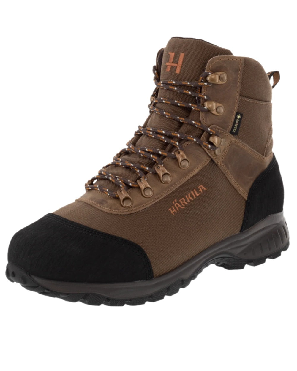 Mid Brown Coloured Harkila Wildwood GTX Waterproof Boots on white background