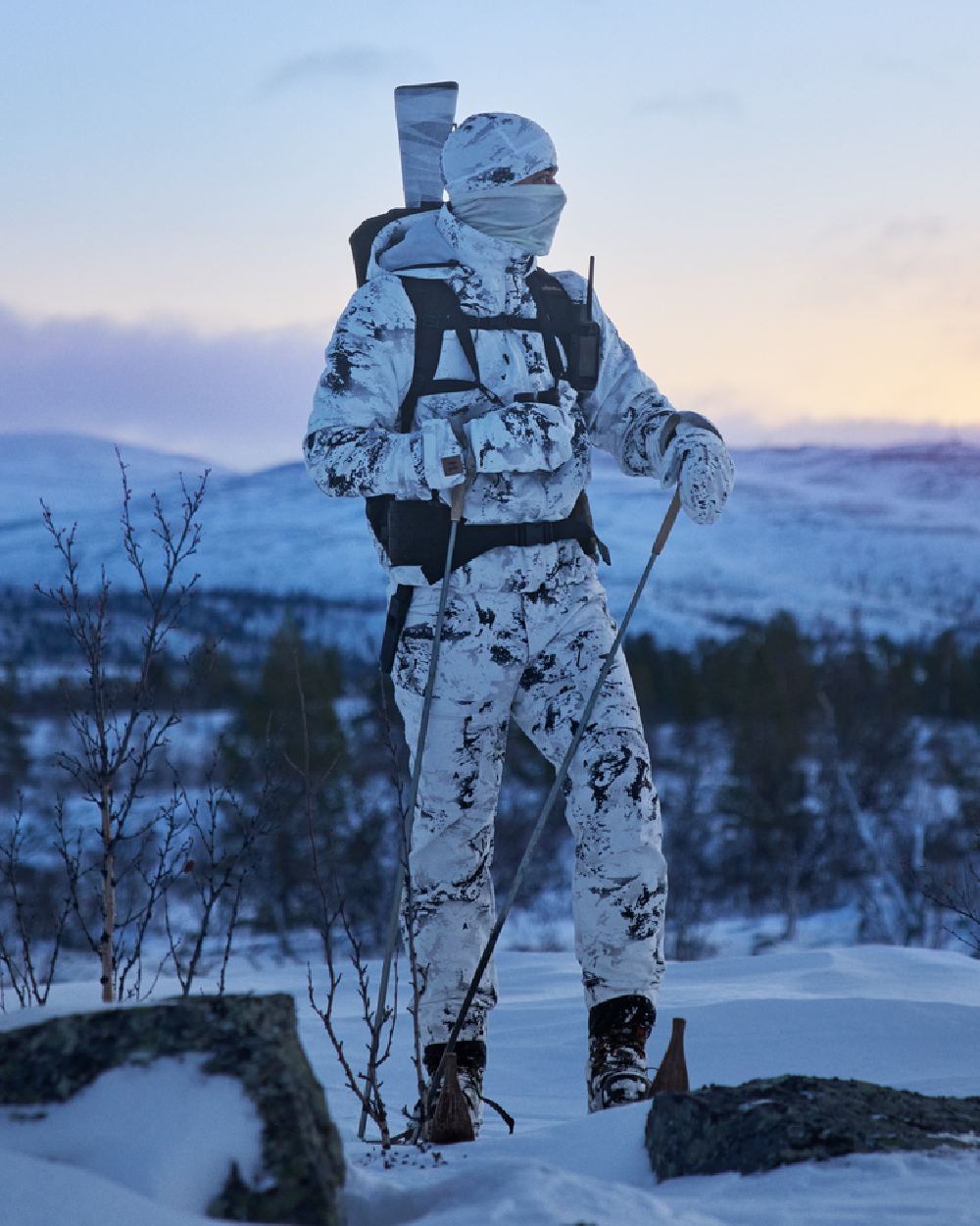 AXIS Snow Coloured Harkila Winter Active WSP Jacket on snow background