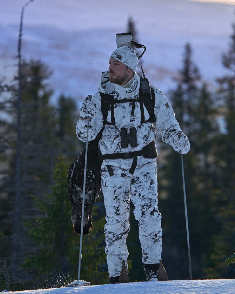 AXIS Snow Coloured Harkila Winter Active WSP Jacket on snow background