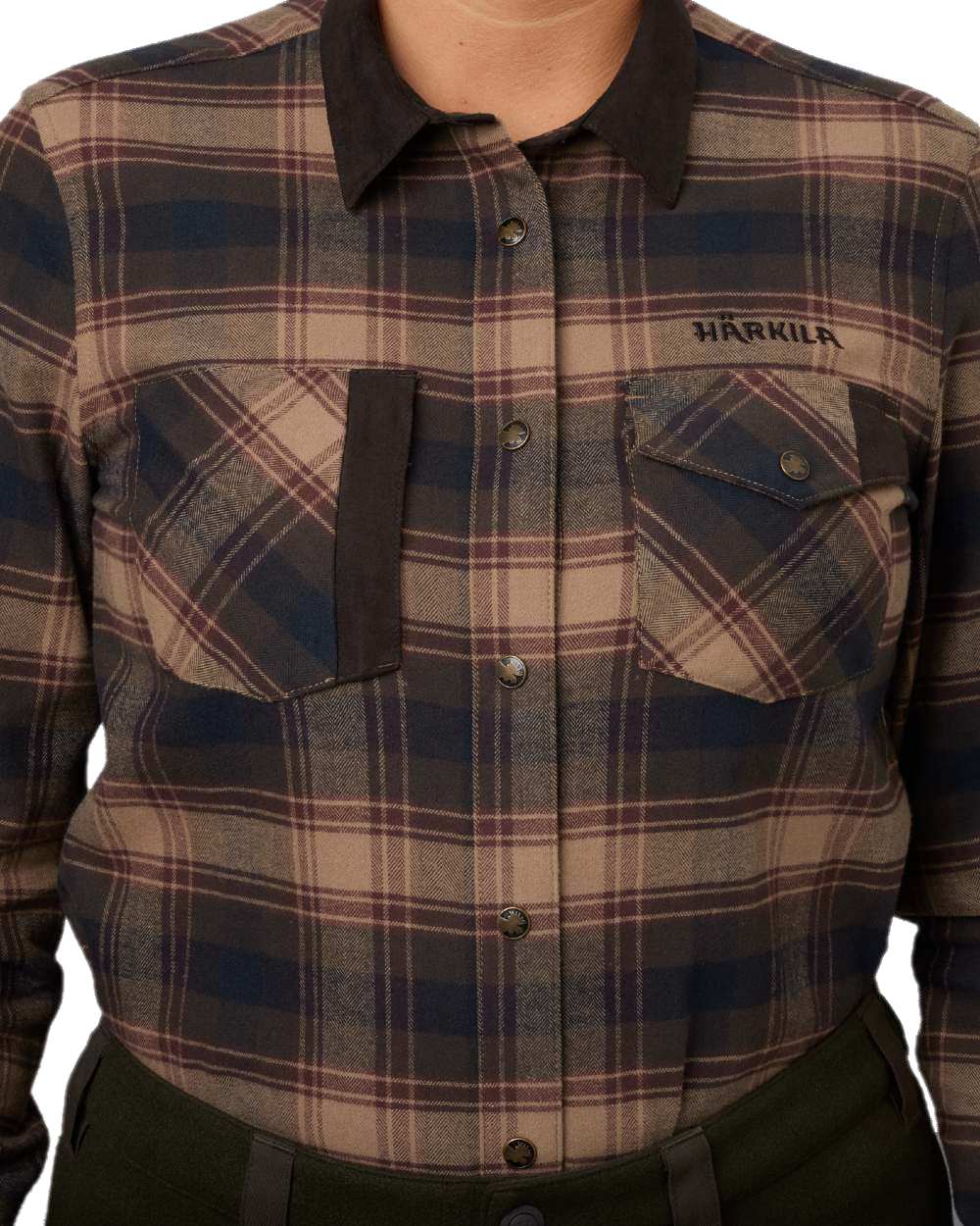 Burgundy Coloured Harkila Womens Aivak Long Sleeved Shirt on white background