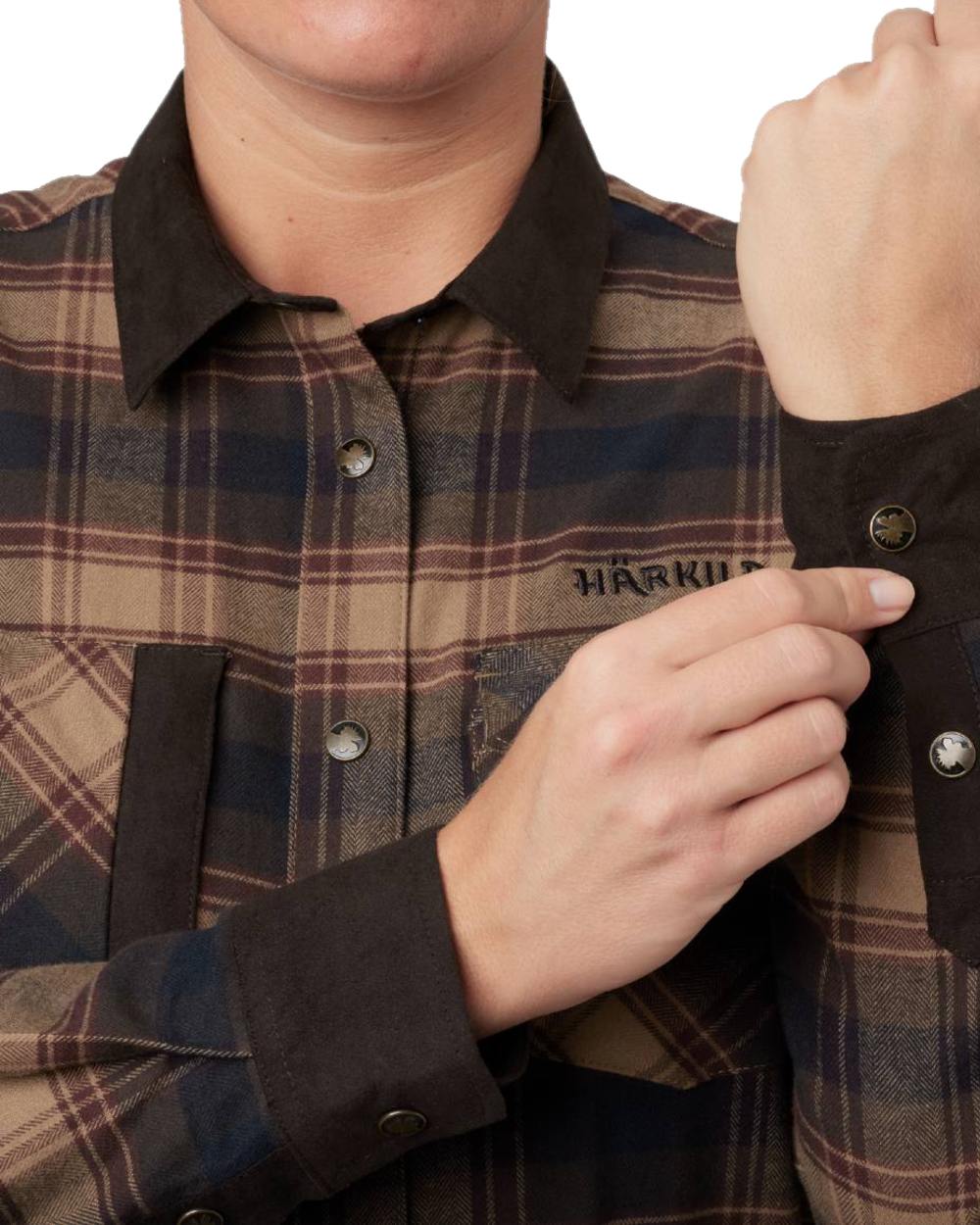 Burgundy Coloured Harkila Womens Aivak Long Sleeved Shirt on white background