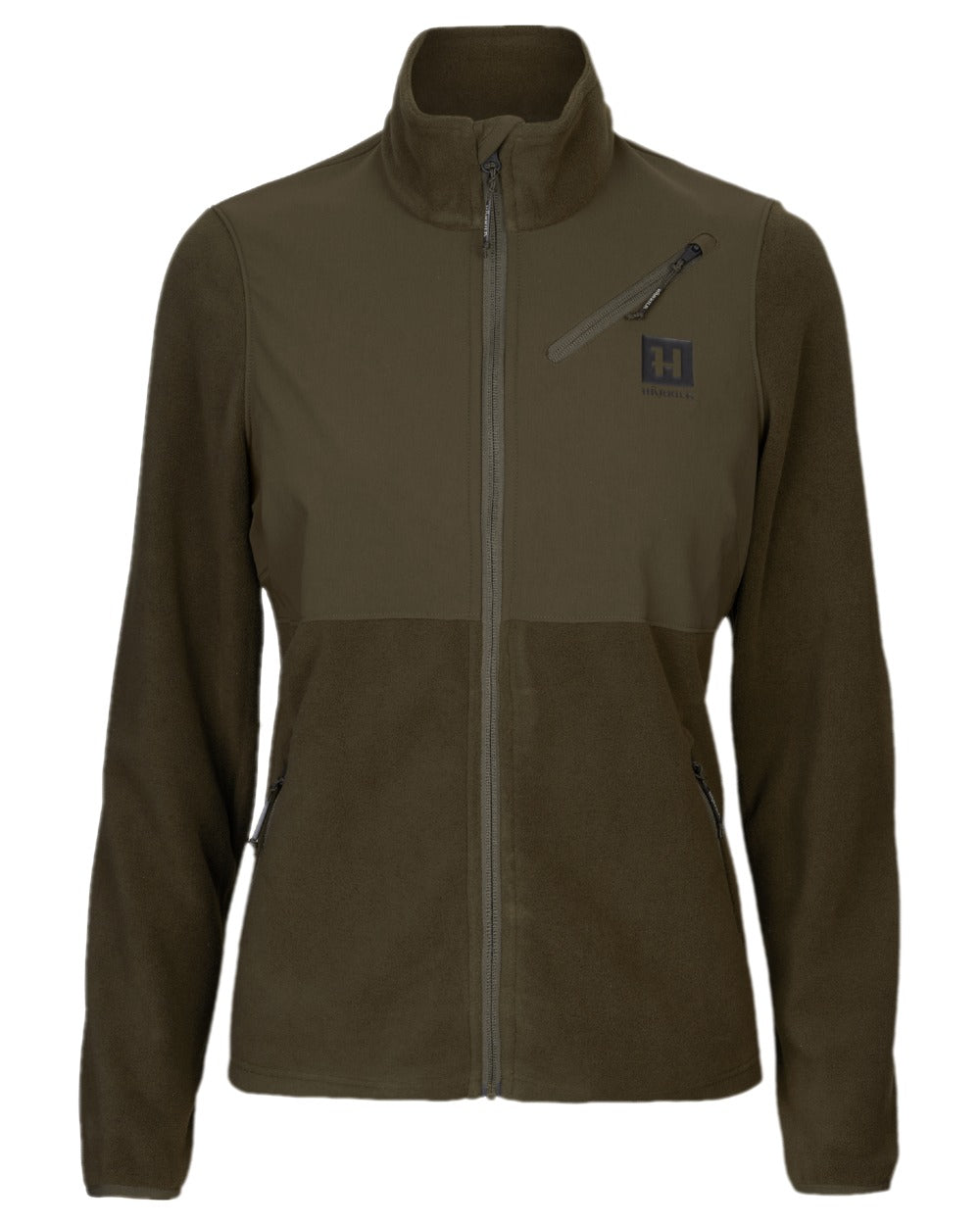 Hunting Green Willow Green Coloured Harkila Womens Fjell Fleece Jacket on white background