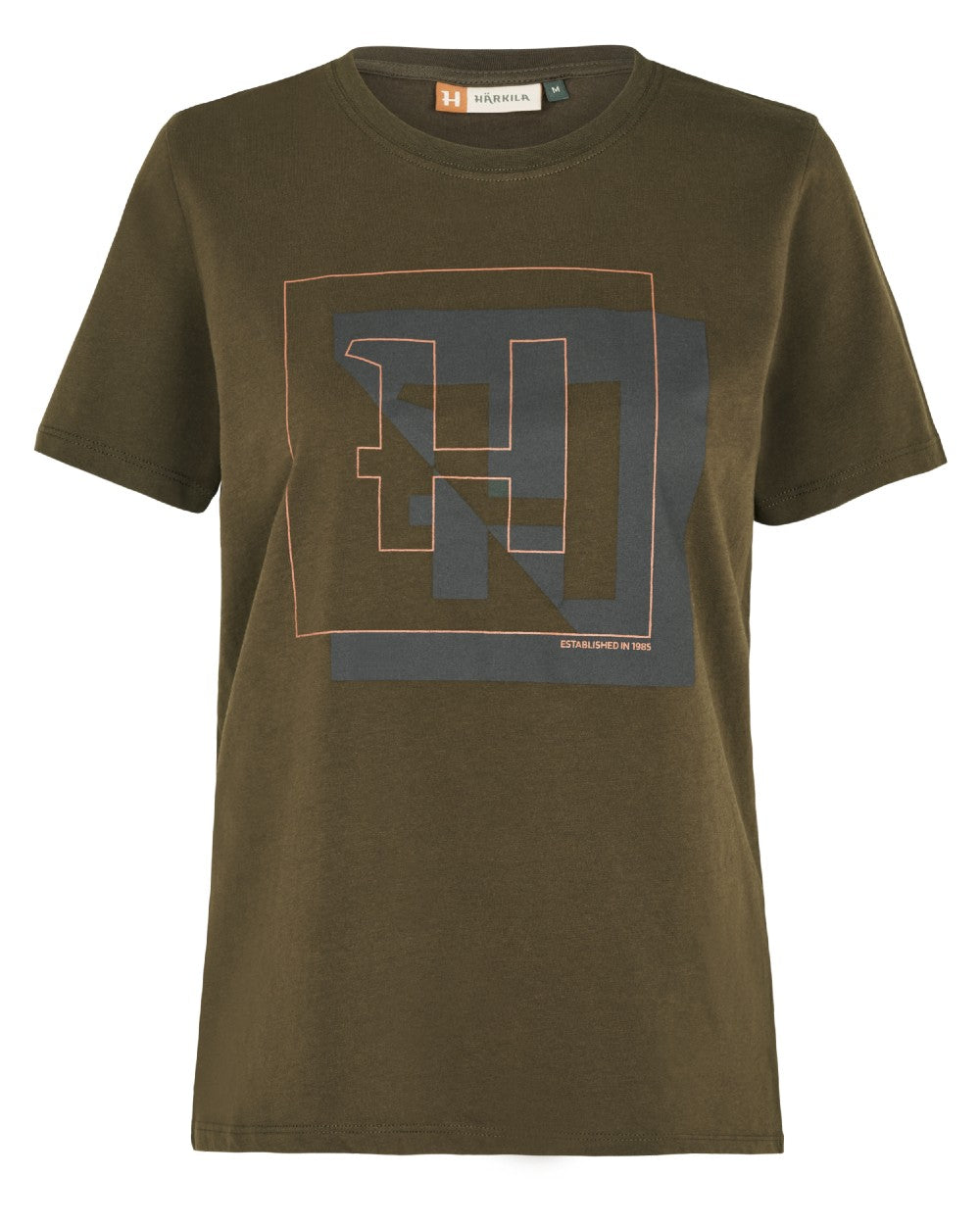 Willow Green coloured Harkila Womens H-Logo Short Sleeve T-Shirt on white background