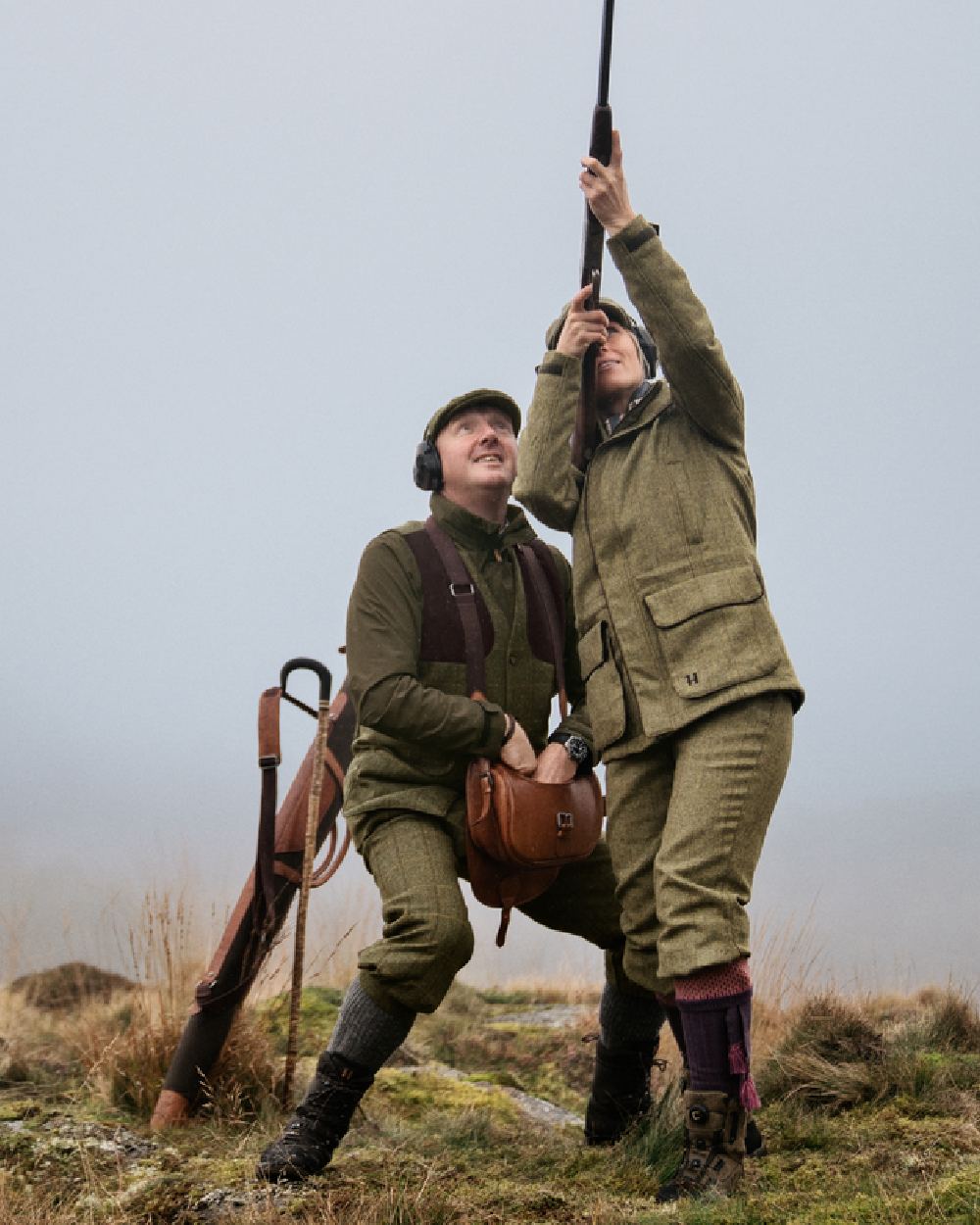 Olive Coloured Harkila Womens Jura GTX Jacket on fog background