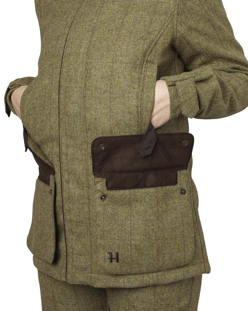 Olive Coloured Harkila Womens Jura GTX Jacket on white background