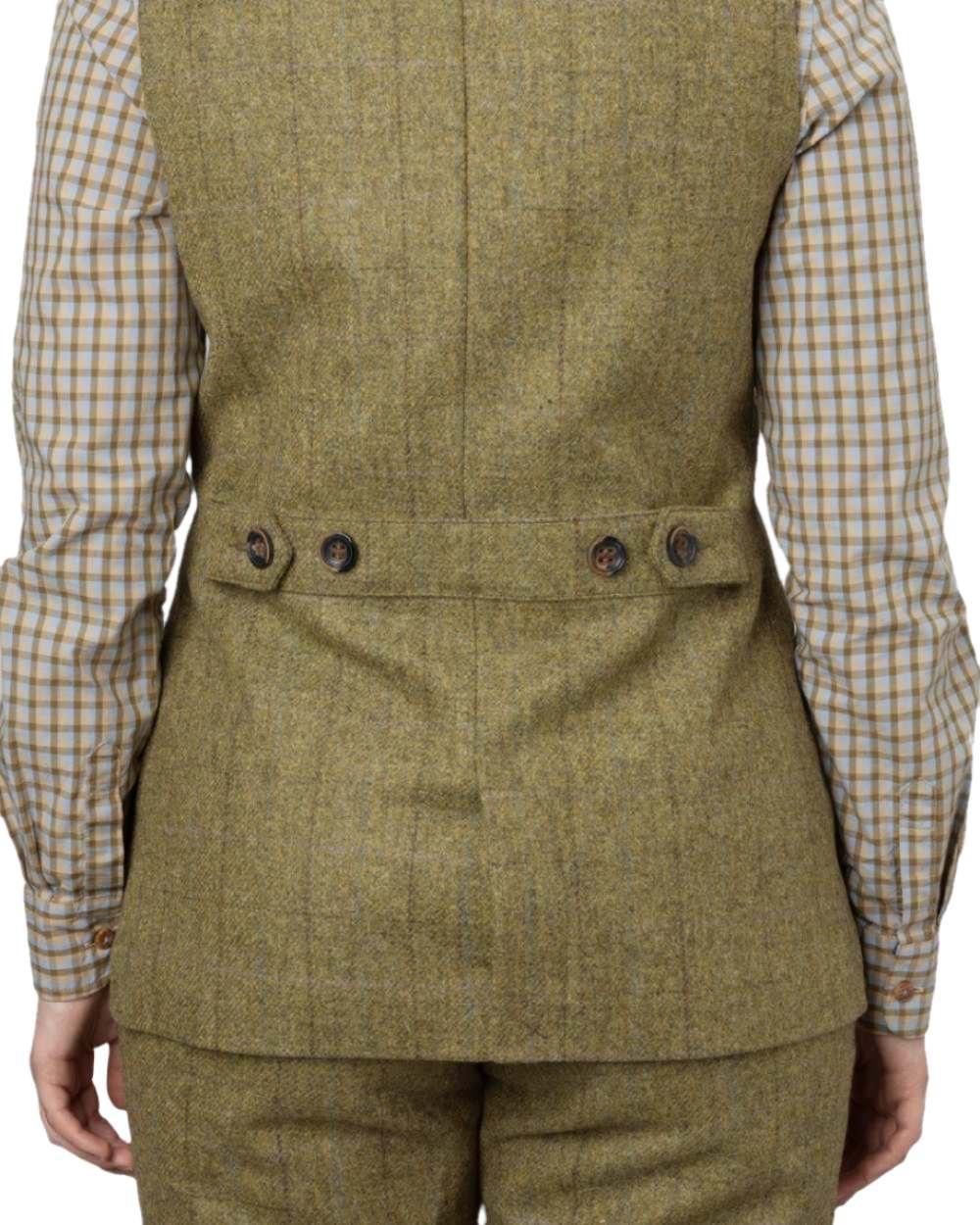 Olive Coloured Harkila Womens Jura Shooting Waistcoat on white background
