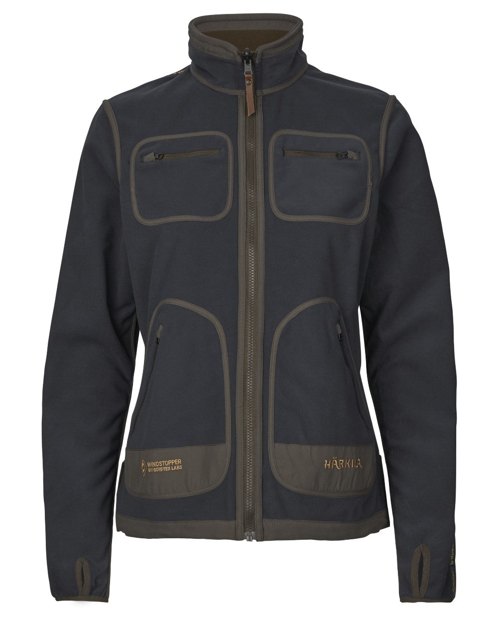 Willow Green Deep Well Purple Coloured Harkila Womens Kamko Reversible Windstopper Fleece Jacket on white background