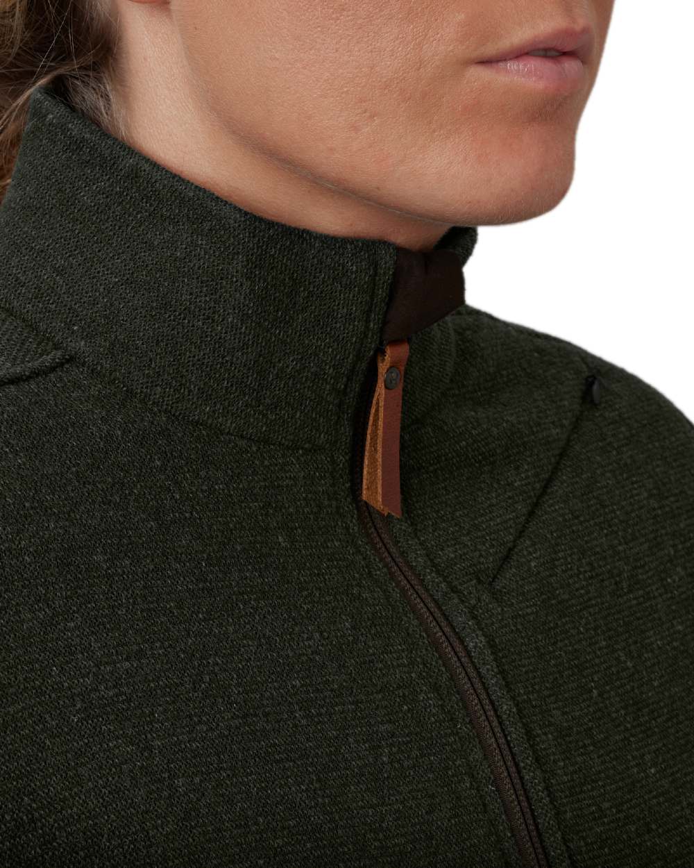 Willow Green Coloured Harkila Womens Metso Full Zip Fleece Jacket on white background