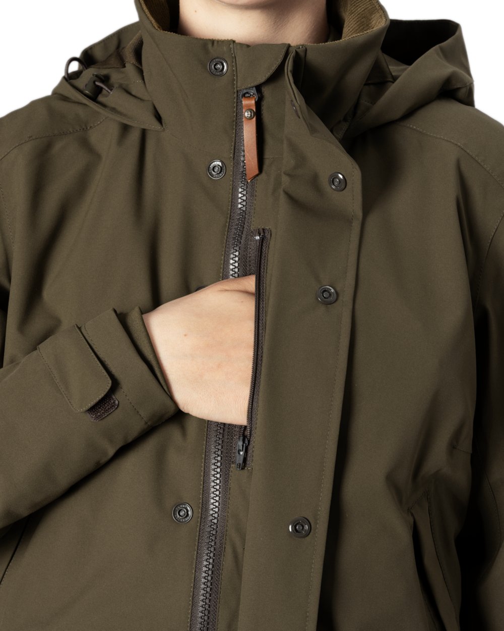 Willow Green Coloured Harkila Womens Orton Tech HWS Jacket on white background