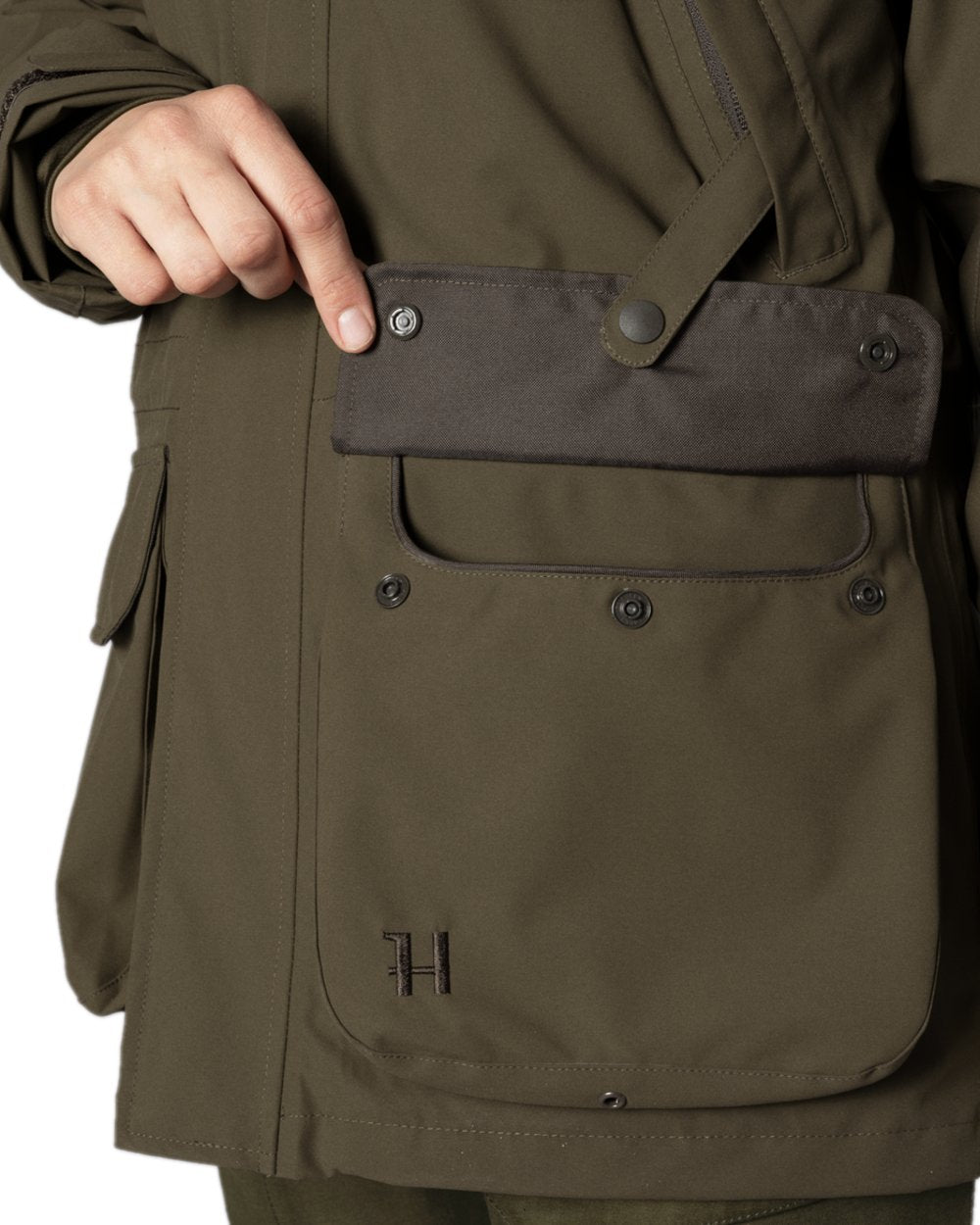 Willow Green Coloured Harkila Womens Orton Tech HWS Jacket on white background