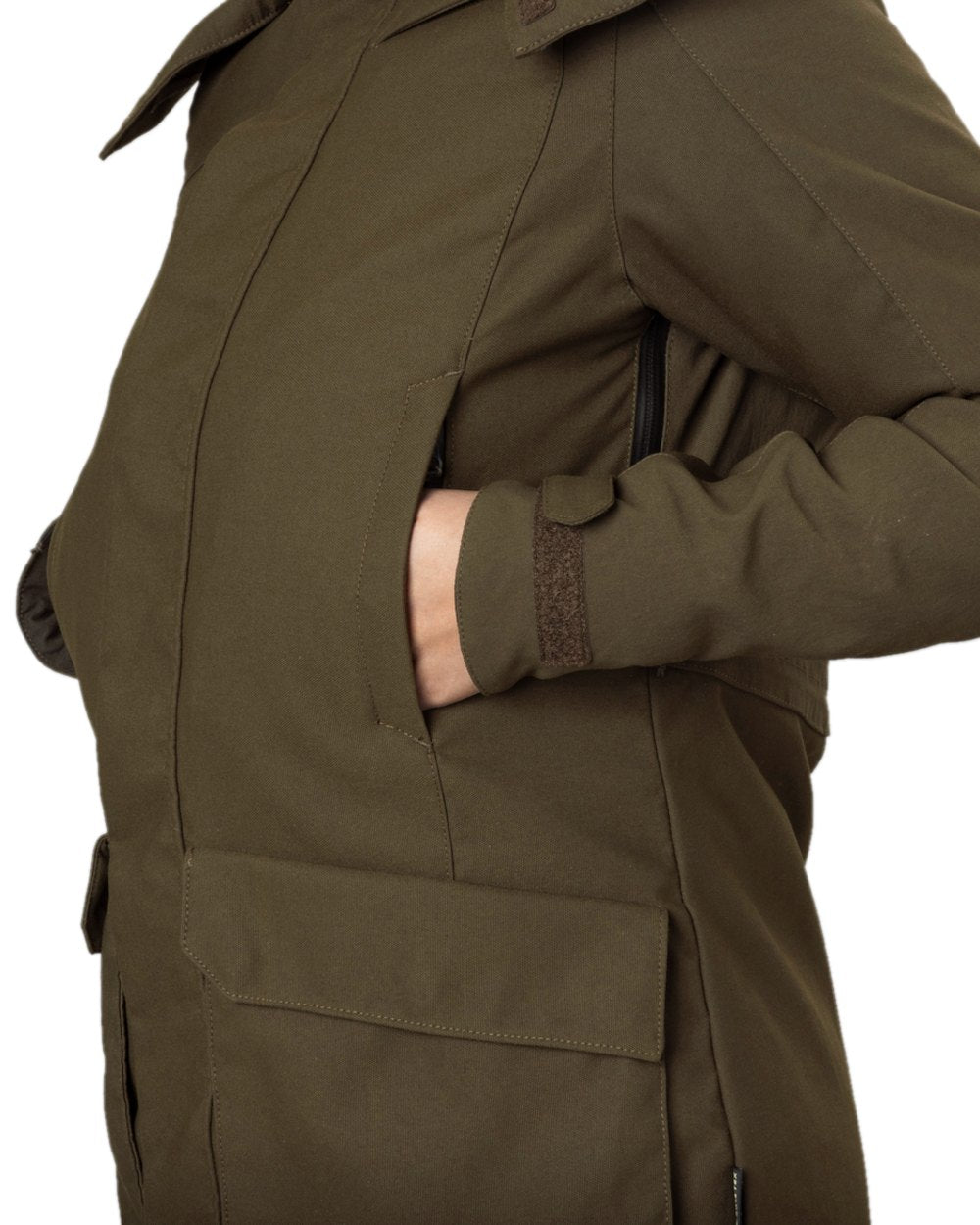 Willow Green Coloured Harkila Womens Pro Hunter GTX Jacket on white background