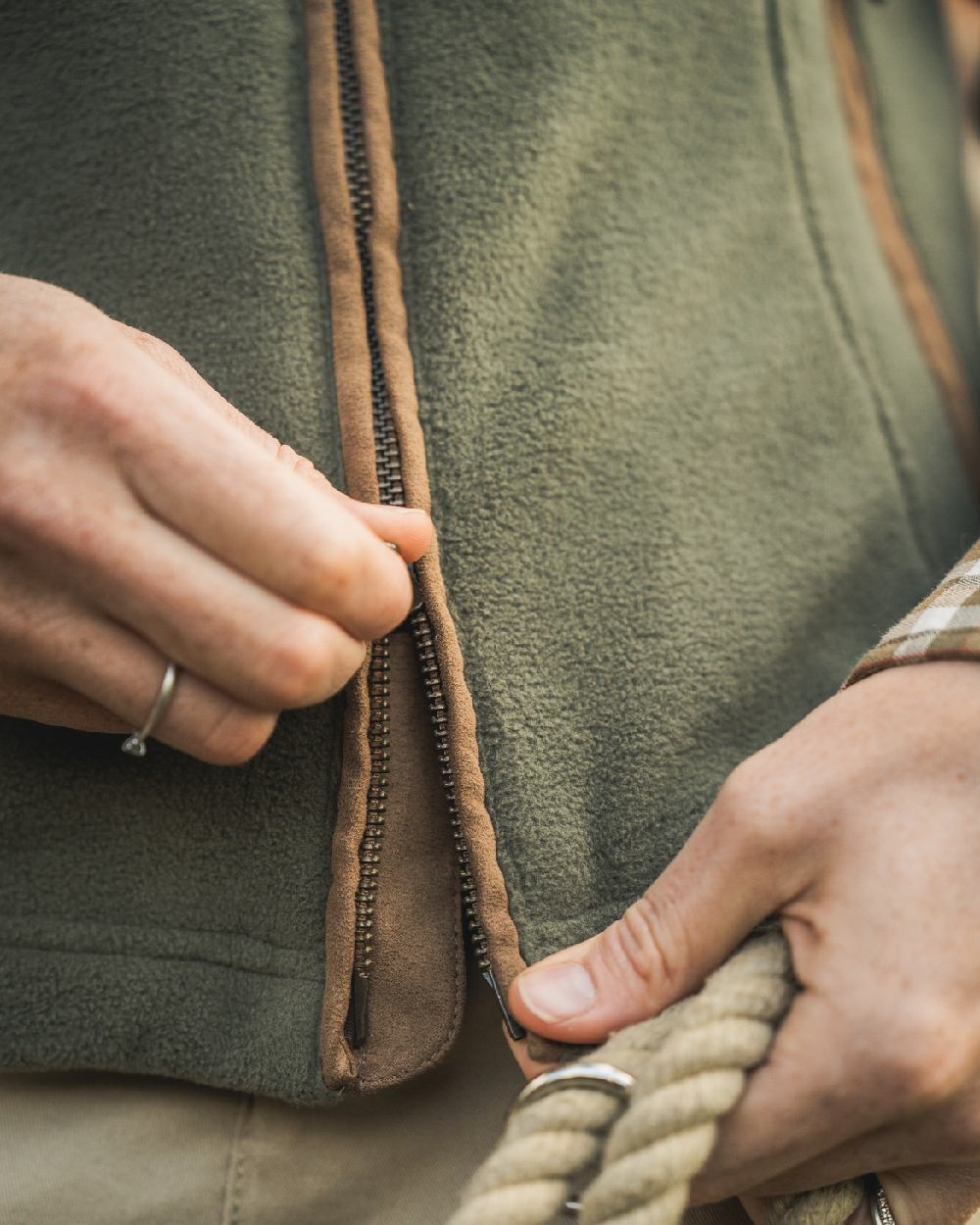 Grape Leaf Coloured Harkila Womens Sandhem 200 Fleece Waistcoat on outdoor background