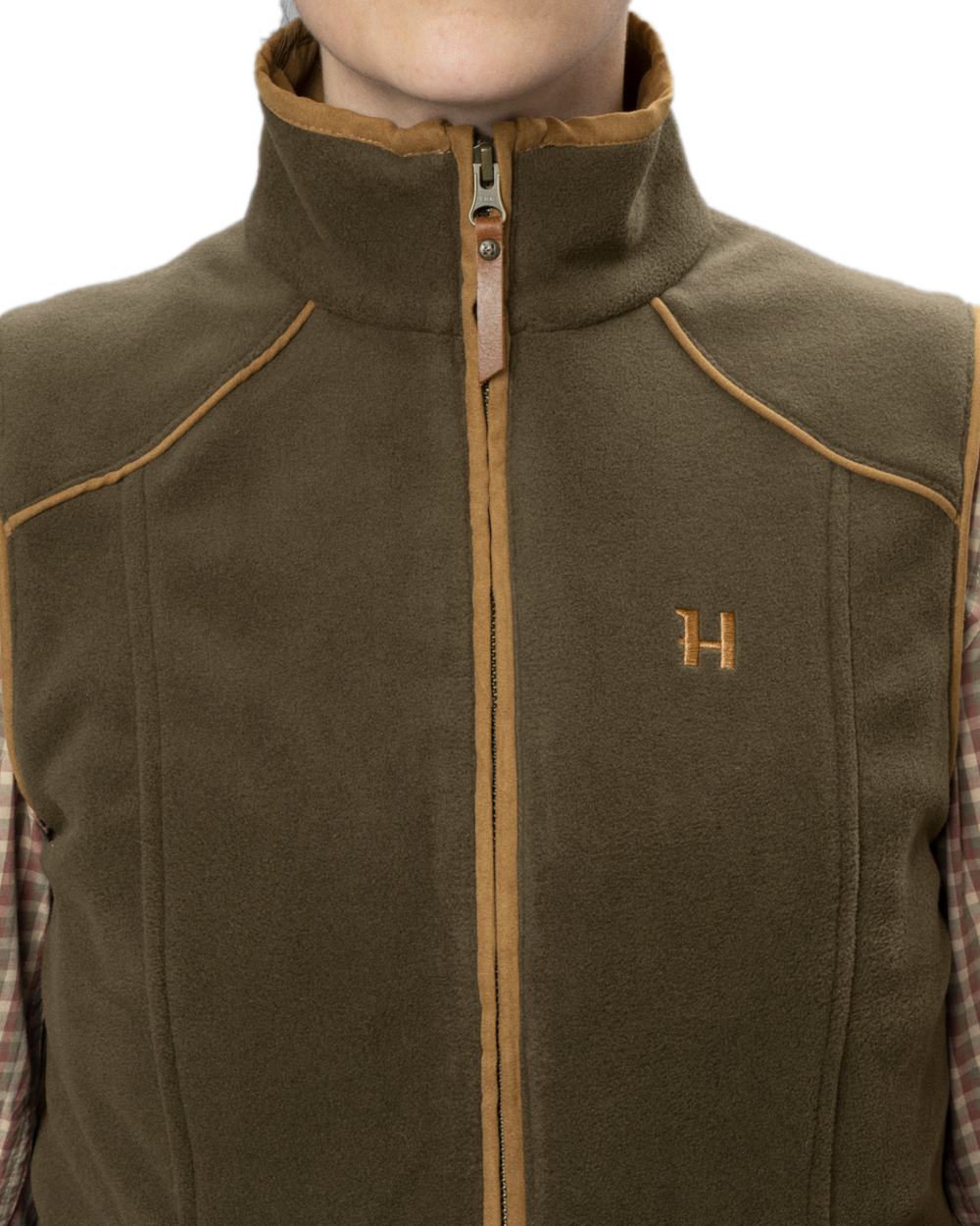 Willow Green Coloured Harkila Womens Sandhem 200 Fleece Waistcoat on white background