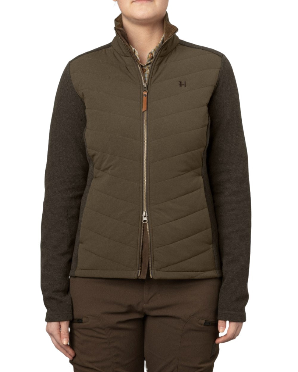 Willow Green Coloured Harkila Womens Sandhem Pro Insulated Cardigan on white background
