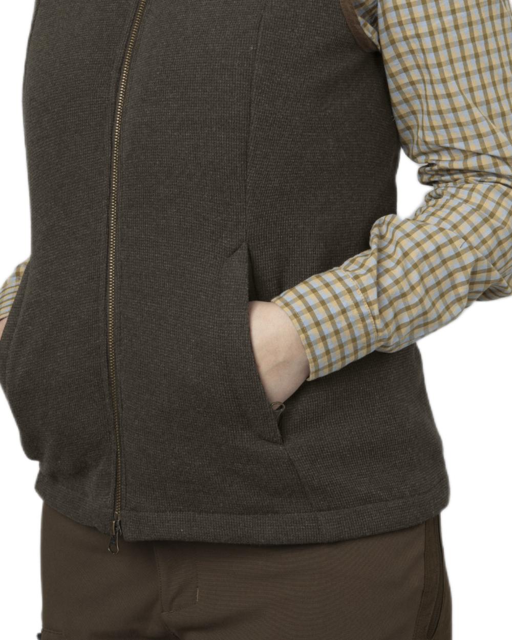 Willow Green Coloured Harkila Womens Sandhem Pro Waistcoat on white background
