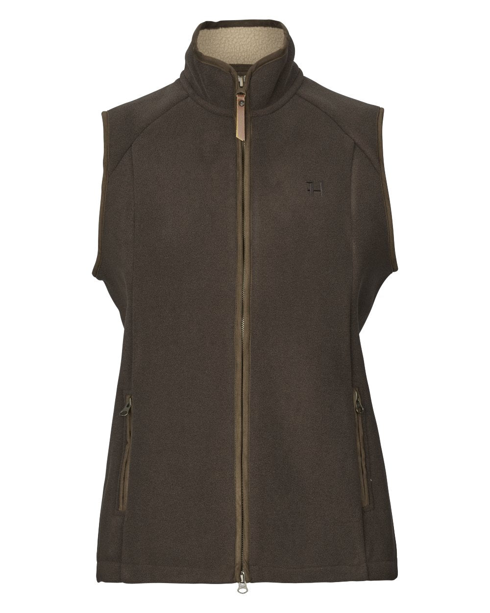 Demitasse Brown Coloured Harkila Womens Sandhem Sherpa Fleece Waistcoat on white background