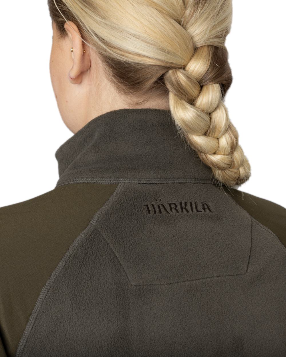 Willow Green Shadow Grey Coloured Harkila Womens Vilja Fleece Jacket on white background