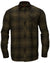 Olive Green Check coloured Harkila Driven Hunt Flannel Shirt on white background #colour_olive-green-check