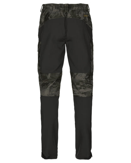 AXIS Black/Black coloured Harkila NOCTYX Camo Silent Trousers on white background