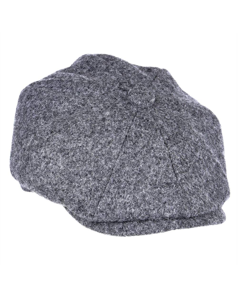 Mid Grey Twill Coloured Heather Archie Twill 8-Piece Tweed Cap on white background